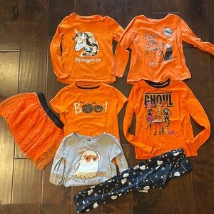 Girls Halloween Shirts, skirt and PJs